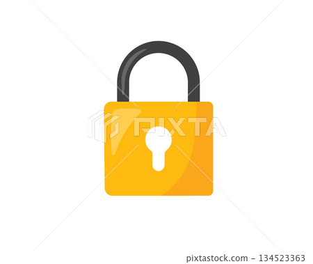 Yellow padlock closed security symbol. Safety and protection concept vector icon 134523363