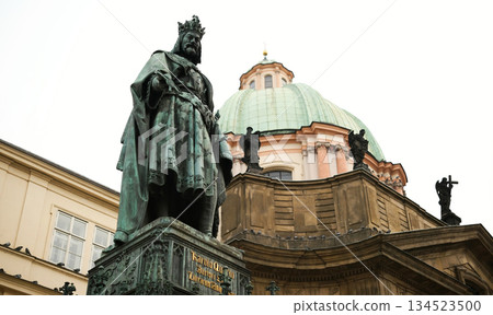 Monument To King Charles Iv Near Charles Bridge In Prague Monument To King Charles Iv Near Charles Bridge In Prague 134523500