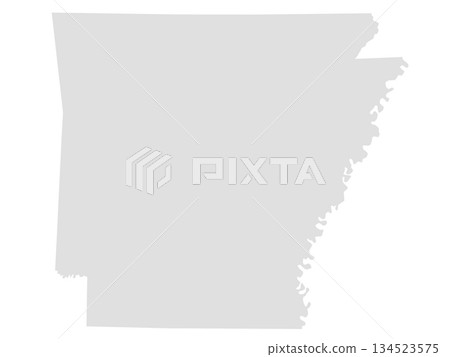 Gray solid map of the state of Arkansas, silhouette map Gray solid map of the state of Arkansas, silhouette map 134523575