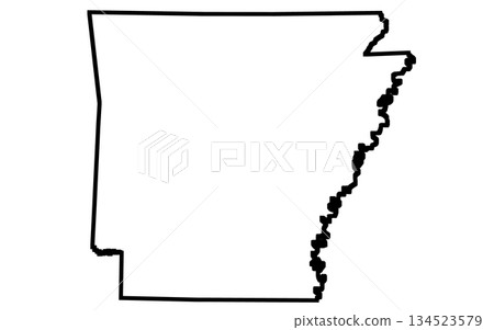 Arkansas map. hard boundary line map of Arkansas state 134523579