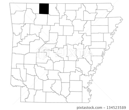 Map of boone County in Arkansas state on white background. Single county map highlighted by black colour on Arkansas map. UNITED STATES, US Map of boone County in Arkansas state on white background. Single county map highlighted by black colour on Arkansas map. UNITED STATES, US 134523589