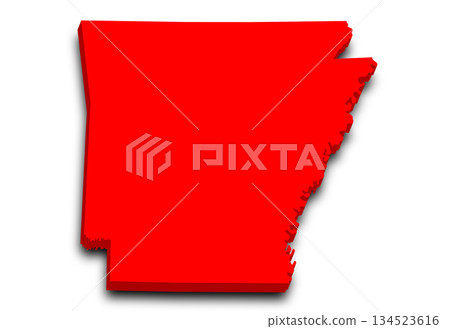 Arkansas map. 3d Map of Arkansas state with color. United State of America, US, United State Arkansas map. 3d Map of Arkansas state with color. United State of America, US, United State 134523616
