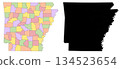 Arkansas map, Arkansas administrative map, Arkansas outline and counties state map set - illustration version 134523654