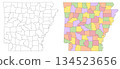Arkansas map, Arkansas administrative map, Arkansas outline and counties state map set - illustration version 134523656