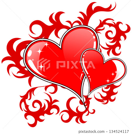 Abstract Valentines Day with hearts and florals Abstract Valentines Day with hearts and florals 134524117