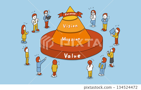 Purpose-driven companies and the people they bring together: illustrations of mission, vision, and values Purpose-driven companies and the people they bring together: illustrations of mission, vision, and values 134524472