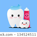 Toothpaste Amount for Adults and Kids Cartoon 134524511