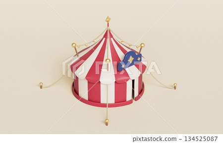 Red and White Striped Circus Tent. 3D Rendering. Red and White Striped Circus Tent. 3D Rendering. 134525087