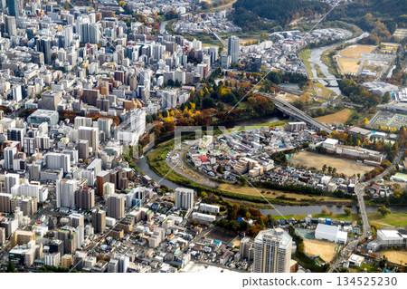 Aerial view of the Kawauchi district of Sendai city 134525230