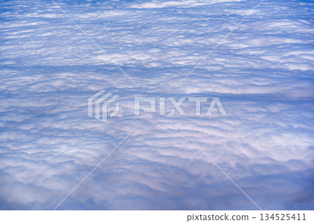 Scenic fluffy cloudscape soft texture, atmospheric pattern view 134525411