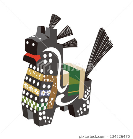 Chagu Chagu Horse (black), a wooden carved horse that brings good fortune 134526470