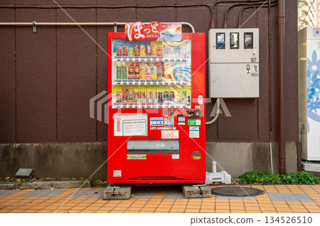 Tokyo, Japan -November 7 , 2024 : Vending machines in Tokyo, Japan. Coca-Cola vending machine on a residential street Tokyo, Japan -November 7 , 2024 : Vending machines in Tokyo, Japan. Coca-Cola vending machine on a residential street 134526510
