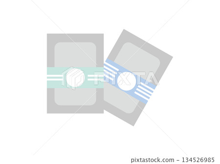 Simple illustration of herbal medicine, 2 packets Simple illustration of herbal medicine, 2 packets 134526985