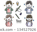 Set illustration of a child who got 100 points on a test and a child who got 0 points 134527026