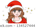 A woman wearing Santa's hat 134527444