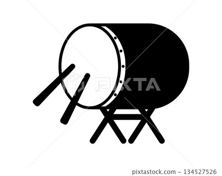 Monotone Japanese drum icon 134527526