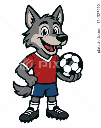 Wolf football mascot logo illustration 134527960