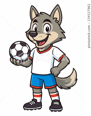 Wolf football mascot logo illustration 134527962