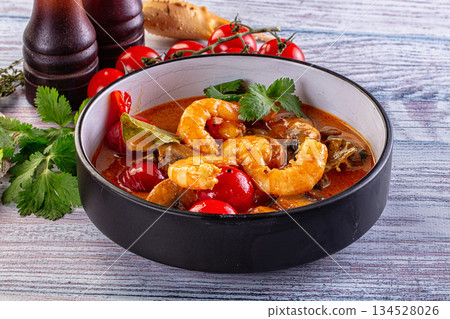 Coconut Thai Tom yum soup 134528026