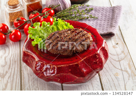 Grilled beef cutlet minced meat Grilled beef cutlet minced meat 134528147
