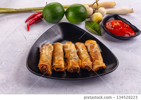 Stuffed Vietnamese Nem roll with meat 134528223