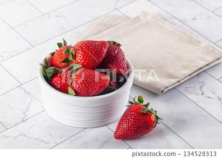 Ripe sweet Strawberry in the bowl Ripe sweet Strawberry in the bowl 134528313