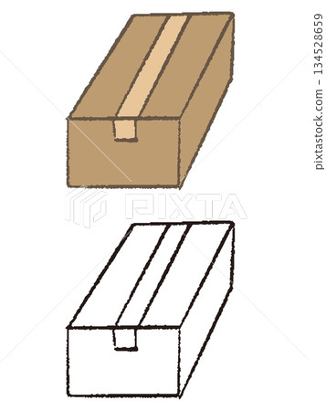 Hand drawn closed cardboard box 134528659