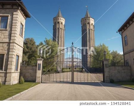 Courtyard with tower 134528841