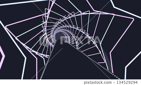 Illustration of a tunnel of light like a star swirl 134529294