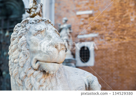 Weathered Marble Lion Weathered Marble Lion 134529380