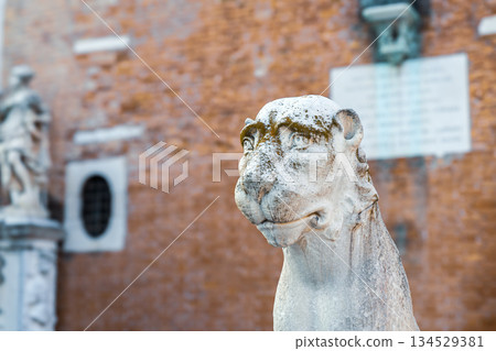 Weathered Marble Lion Weathered Marble Lion 134529381