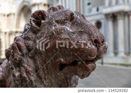 Weathered Marble Lion Weathered Marble Lion 134529382