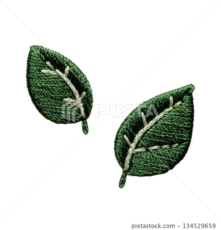 刺繡葉子圖案，手工刺繡植物設計材料 134529659