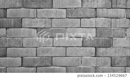 Black and white curved brick wall texture, monochrome architectural masonry background. Black and white curved brick wall texture, monochrome architectural masonry background. 134529667
