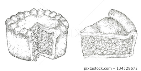 手繪肉餡餅插圖 手繪肉餡餅插圖 134529672