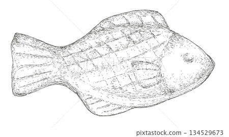 手繪魚派插圖 手繪魚派插圖 134529673