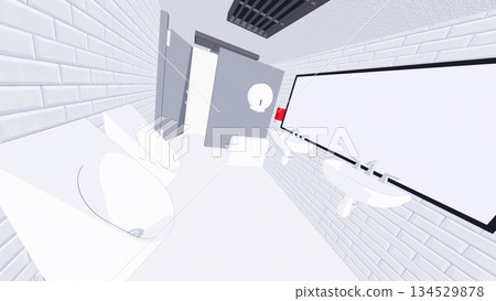 白色牆壁的公共廁所插圖 134529878