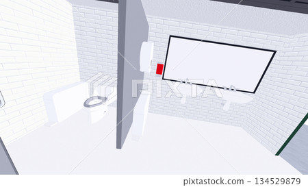 公共廁所所示意圖,白色牆壁,附洗手台。 公共廁所所示意圖,白色牆壁,附洗手台。 134529879