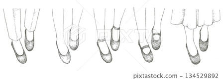 Hand-drawn illustration of a woman's feet Hand-drawn illustration of a woman's feet 134529892