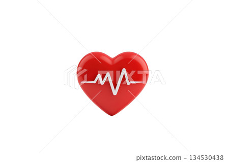 A red heart symbol with a white ECG line running through it, representing love and health. A red heart symbol with a white ECG line running through it, representing love and health. 134530438