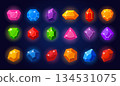 Colorful cartoon gem icons set for games and fantasy UI 134531075