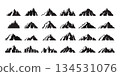 Black mountain silhouette icon set isolated on white 134531076
