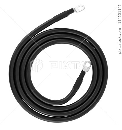 electrical cable with terminals insulated on white background electrical cable with terminals insulated on white background 134531145
