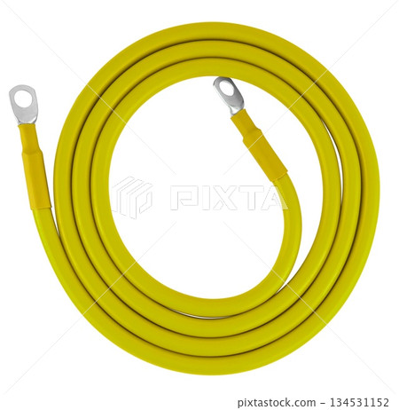 electrical cable with metal contacts insulated on white background 134531152
