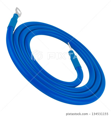 electrical cable with metal contacts insulated on white background 134531155