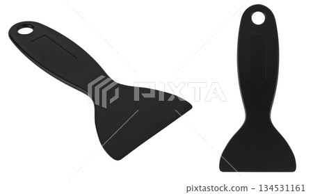 plastic spatula, tool, on white background in insulation 134531161