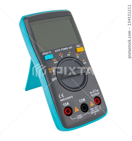 multimeter, measuring instrument of various characteristics of an electrical signal, on a white background in insulation 134531211