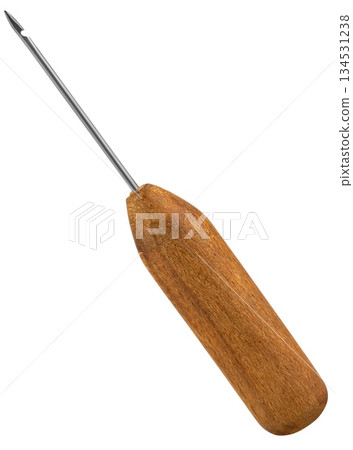 awl-hook, for stitching shoes, on white background in insulation 134531238