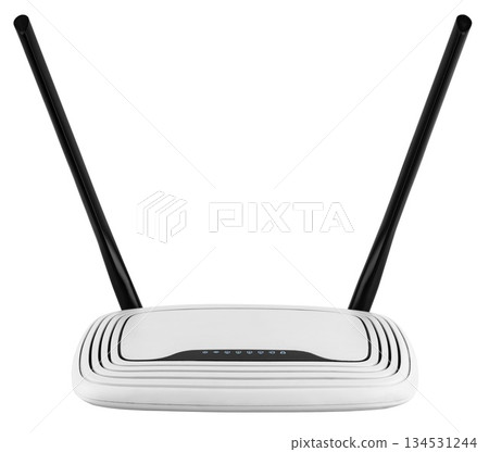 Wi-Fi network router, on a white background in isolation Wi-Fi network router, on a white background in isolation 134531244