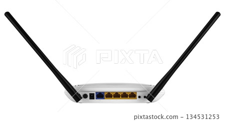 Wi-Fi network router, on a white background in isolation 134531253